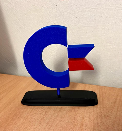 comodoro logo escultura by thor3d arte esculturas retro escritorio 3d print model - Mito3D