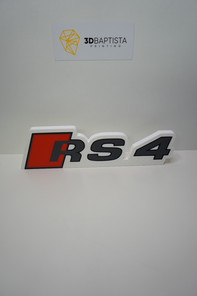 logo audi rs 4 by 3d vaftizci baskı ev halkı dekor rs4 3d print model - Mito3D