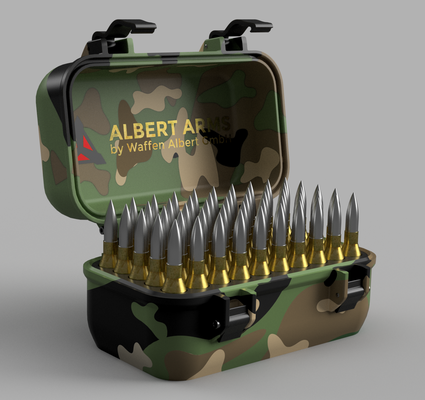 camouflage 338 munitions boîte remixé by thomson conception loisir diy sport air poubelle 3d impression munition cas gaine albert bras 3d print model - Mito3D