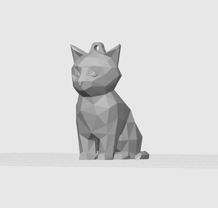 cute poly cat - keychain remixed by soukup273 miniatures animals lowpoly kitty easyprint pendant animal art block kitten gift christmas woman idea ideas decoraations 3D print model - Mito3D