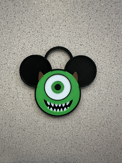 mike wazowski mickey ears christmas ornament by 3d imagineer household decor monster monsters disney decoration mouse disneyland world holiday zipper pull multi color print printing colour 3d print model - Mito3D