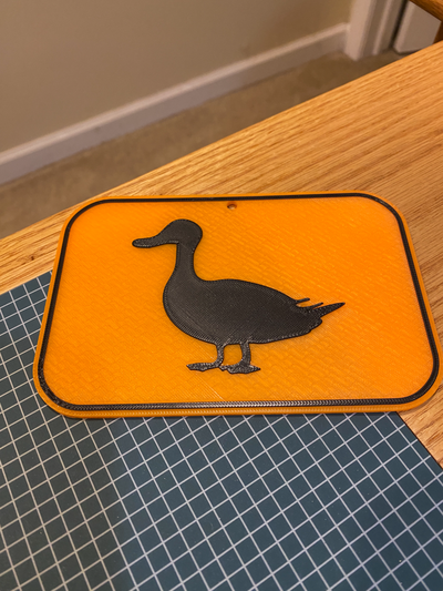 duck sign by cybr3d art signs & logos caution 3d print model - Mito3D