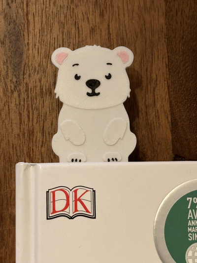 polar bear bookmark by jared fenster household house models book reading christmas polarbear 3d print model - Mito3D