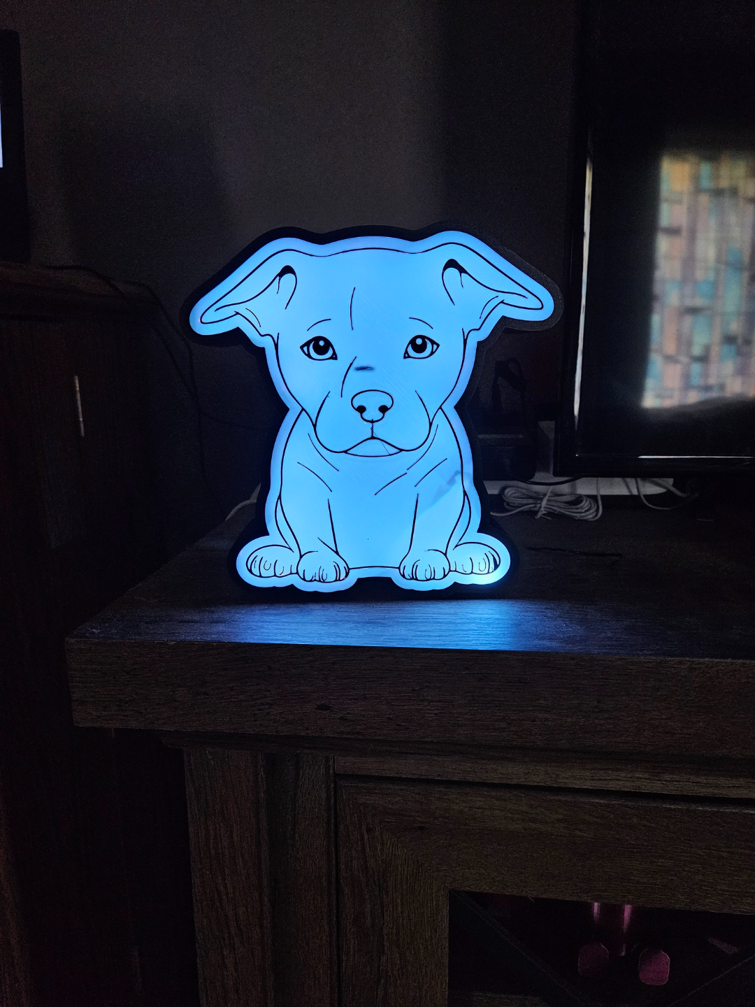 pitbull cachorro caixa luz by dogdad012 arte sinais logotipos cão 3D print model - Mito3D