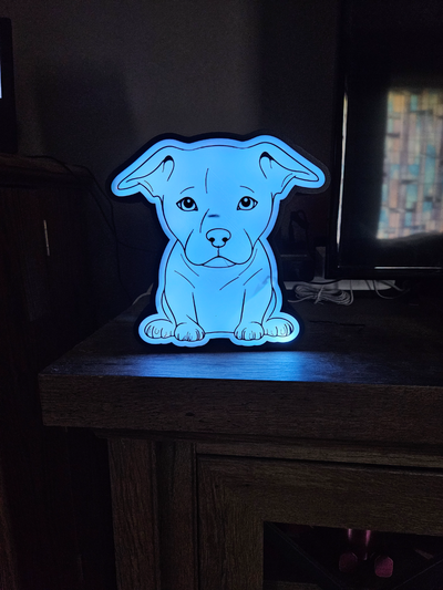 pitbull cachorro caixa luz by dogdad012 arte sinais logotipos cão 3d print model - Mito3D