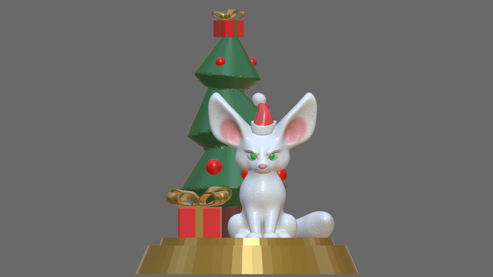 fuchs on weihnachten by eisbär meister kunst skulpturen 3d print model - Mito3D