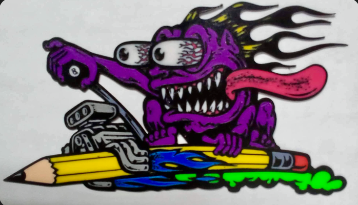 monstre art tige chaud crayon coureur by wagzprintz 2d sermon hotrod 3d print model - Mito3D