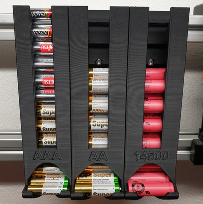 bateria bandeja suporte aa aaa 14500 by radecrac casa escritório baterias recipiente 3d print model - Mito3D