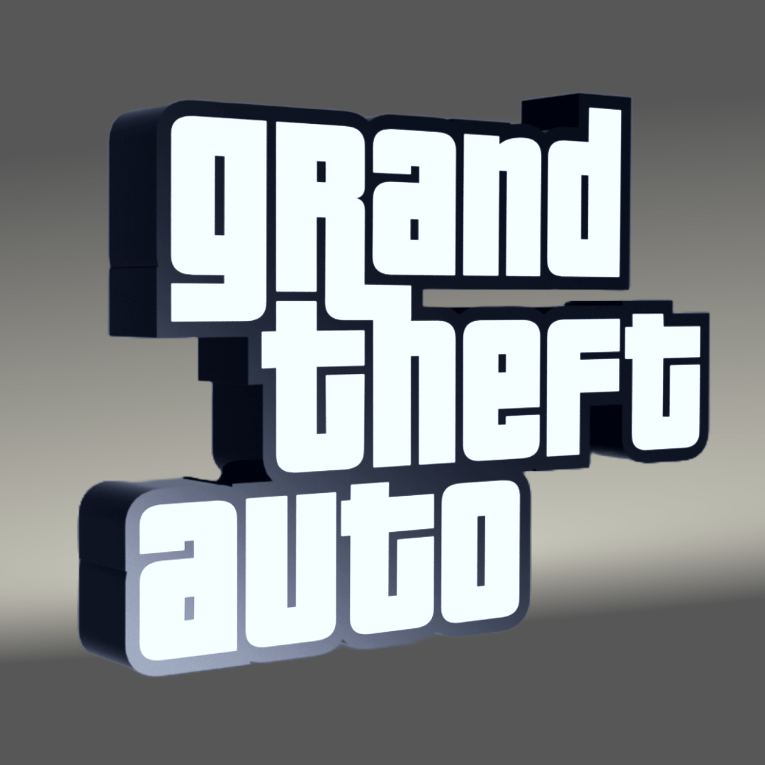 grand theft auto lightbox by bottegaconz art signs & logos light led grandtheftauto gta 6 gta6 gta5 ledlight ledlamp neon neonsign ledsign ledsignbox 3D print model - Mito3D