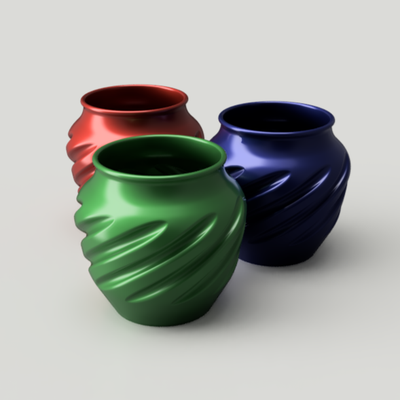 spiral plant pot by shortfin3d household garden vase 3d print model - Mito3D