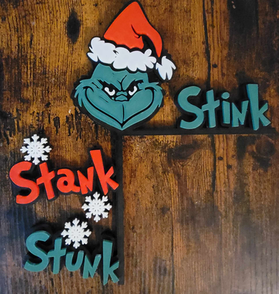 grinch door frame sign left by nymthiriel household decor christmas decoration corner stink 3d print model - Mito3D