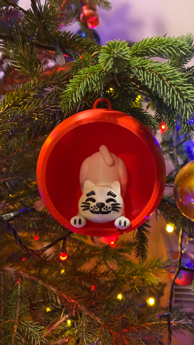 cat christmas ball remixed by big simi household festivities 2023 balls cats art stretch stretching lover tree ornament decoration decorations merry decor 3d print model - Mito3D
