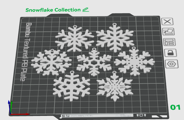 mini snowflake collection remixed by bambam design household decor schneeflocke snow snowflakes 3d print model - Mito3D