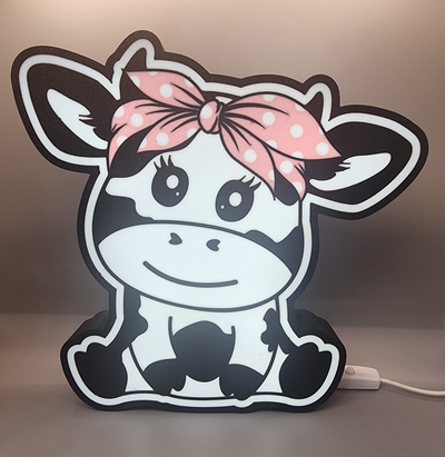 girl cow lightbox by j3dps household decor cute bandana 3d print model - Mito3D