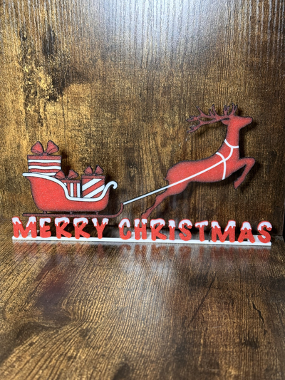 merry christmas table decoration by creamade3d household festivities 2023 tree sleigh reindeer flake ornament 3d print model - Mito3D