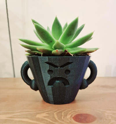 pi ed plant pot by kaneheron89 household decor plantpot angry green succulent temperature 3d print model - Mito3D