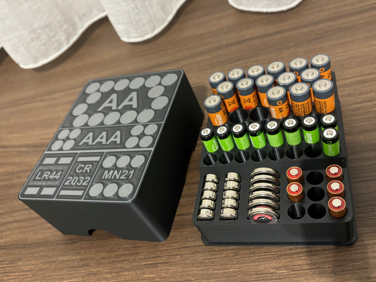 baterias suporte caixa organizador by marco tiburtini ferramentas organizadores bateria aaa aa bateriaaa abattery aaabattery macaco aaabaterias dele mn21 cr2032 lr44 3d print model - Mito3D