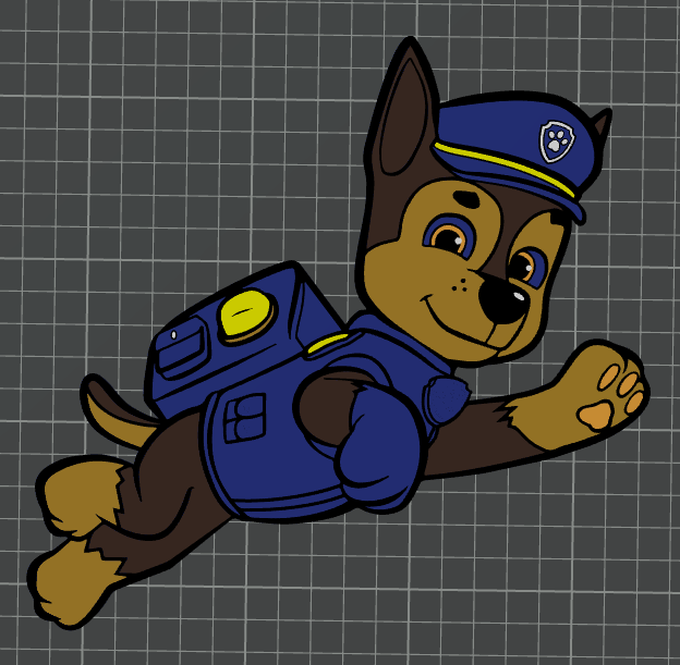 paw patrol - chase ams ready by ben art 2d 3D print model - Mito3D