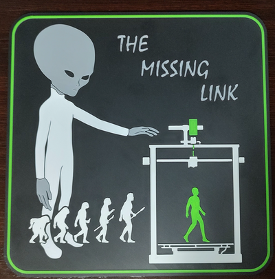 missing link by smith82 ita art signs & logos alien evolution darwin humanevolution human missinglink sign 3d print model - Mito3D