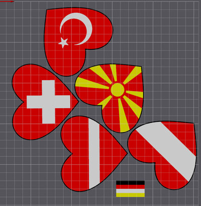 kalp şekilli bayraklar of avusturya letonya türkiye i̇sviçre makedonya by angry p1p sanat işaretler logolar bayrak avrupa 3d print model - Mito3D