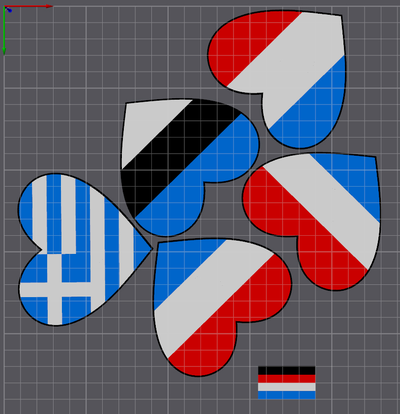 kalp şekilli bayraklar of fransa hollanda lüksemburg estonya yunanistan by angry p1p sanat işaretler logolar bayrak logo 2dart 3d print model - Mito3D