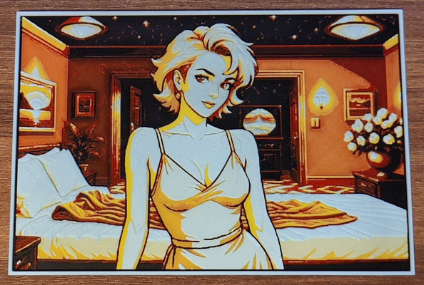 2d art lslgirl series no1 upstair girl forget 90's retrogaming by statusd112 generative 3d model hueforge & lithophane portrait retrogame released character leisure suit larry game lefty's bar filament painting decoration 3d print model - Mito3D