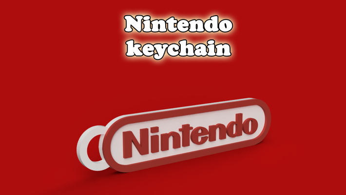 nintendo logo keychain by forest87 art signs & logos keyring gaming nerd oldschool nes snes switch 3d print model - Mito3D