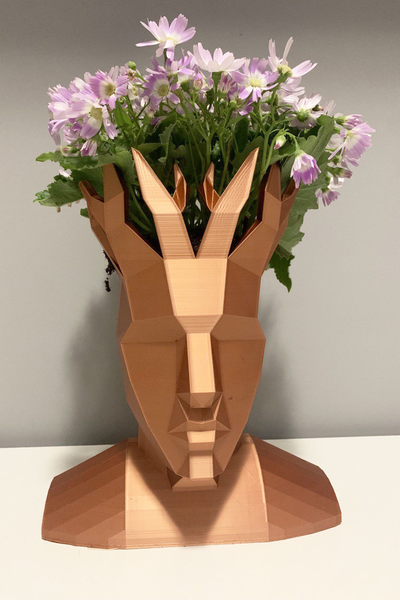 poly head flower vase - embrace modern art polyhead a striking vase by paolobonidesign household decor geometricvase lowpolyvase modernartdecor contemporarydesign 3d print model - Mito3D