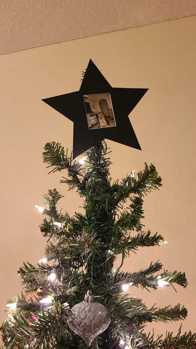 polaroid star christmas tree topper remixed by tango papa household festivities xmas frame instax insta mini fujifilm pic picture winter gift no support small pla fast cute snow pictures fun free ams bambu x1c carbon quick quickprint 3d print model - Mito3D