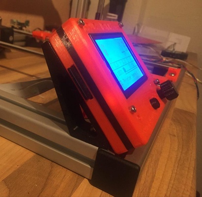 graphic smart lcd holder 30x30 profile remixed by idlebit 3d printer parts 3030 3030extrusion lcd12864 3d print model - Mito3D