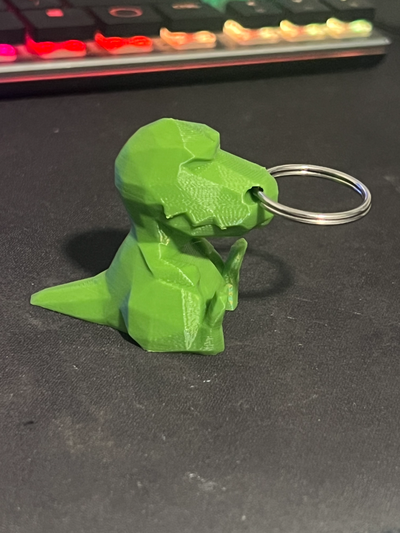 cute poly t-rex keychain remixed by lil ppj miniatures animals dino dinosaur 3d print model - Mito3D