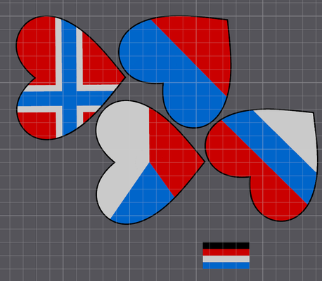 coração modelado bandeiras of tcheco república liechtenstein sérvia noruega by angry p1p arte sinais logotipos bandeira europa 2dart logotipo 3d print model - Mito3D