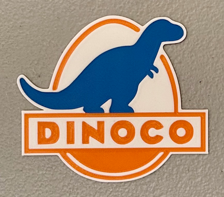 mehrfarbig dinosaurier logo magnet by wow kunst 2d autos pixar 3D print model - Mito3D