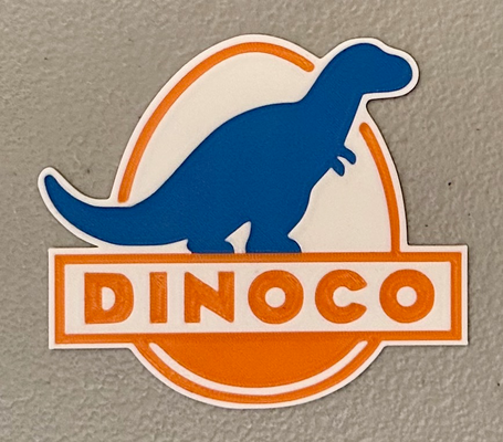 renkli dinozor logo mıknatıs by vay sanat 2d arabalar pixar 3d print model - Mito3D