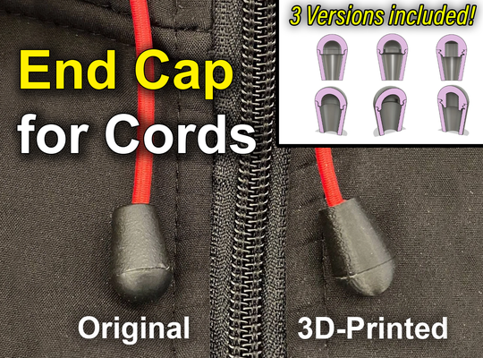 cap closure cord stopper by wing-art fashion clothes endcap endcover rope ropeclamp ropes ropeball application clothing accessories backpack backpacking sports outdoors sport closuregap accessoire accessoir accessoires fastener fasteners sewing supplies crafting cordstop stopp 3d print model - Mito3D
