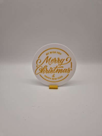 merry christmas coaster by 3dgiftsbe art signs & logos sign table drinks 3d print model - Mito3D