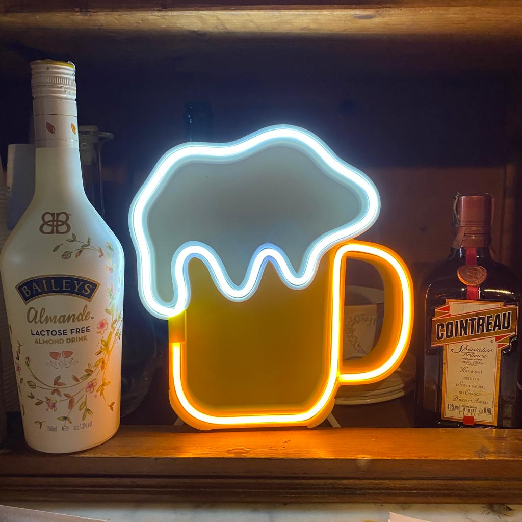 no ams led néon bière by glacegabrielito ménage décor signe lampe 3d imprimé impression décorations noël cadeau décoration conception leds art bar lumière enseigne 3D print model - Mito3D