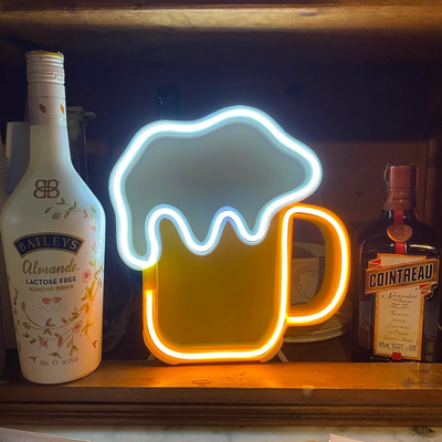 no ams led neon beer by icegabrielito household decor sign lamp 3d printed print decoraations christmas gift decoration design leds art bar light neonsign 3d print model - Mito3D