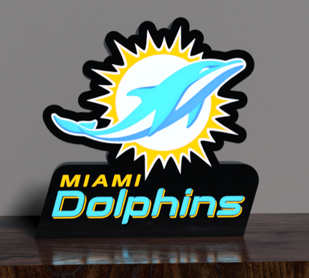 miami dauphins led boite lumière by mfdesigns3d art panneaux logos boîte 3d print model - Mito3D