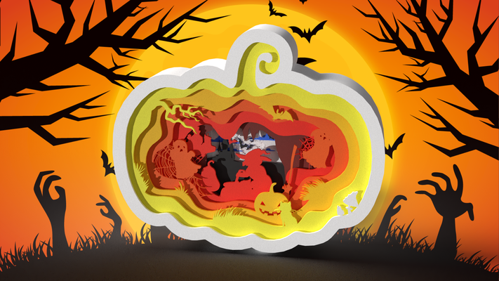 halloween pumpkin picture decoration by evax design art models 3d print model - Mito3D