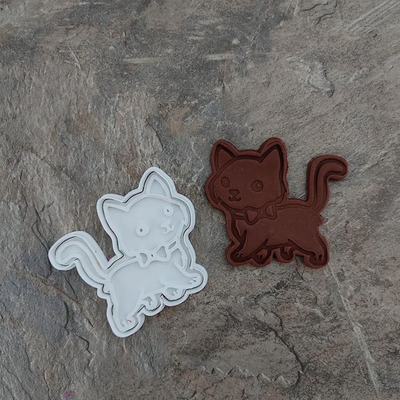chat biscuit coupeur by imprimermondesign ménage animaux domestiques 3d print model - Mito3D