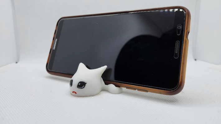 triste gato phone ficar pé by philip casa escritório suporte fofa diversão ams multicor fácil 3d print model - Mito3D