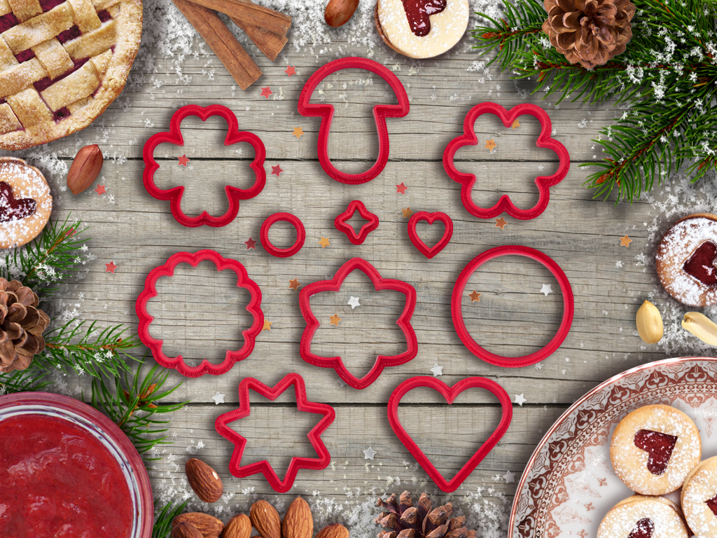 linzer sweet theme cookie cutter by indibles hobby & diy christmas heart star 3D print model - Mito3D