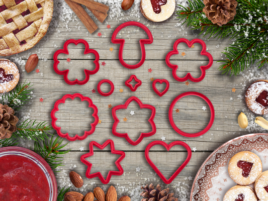 linzer sweet theme cookie cutter by indibles hobby & diy christmas heart star 3d print model - Mito3D