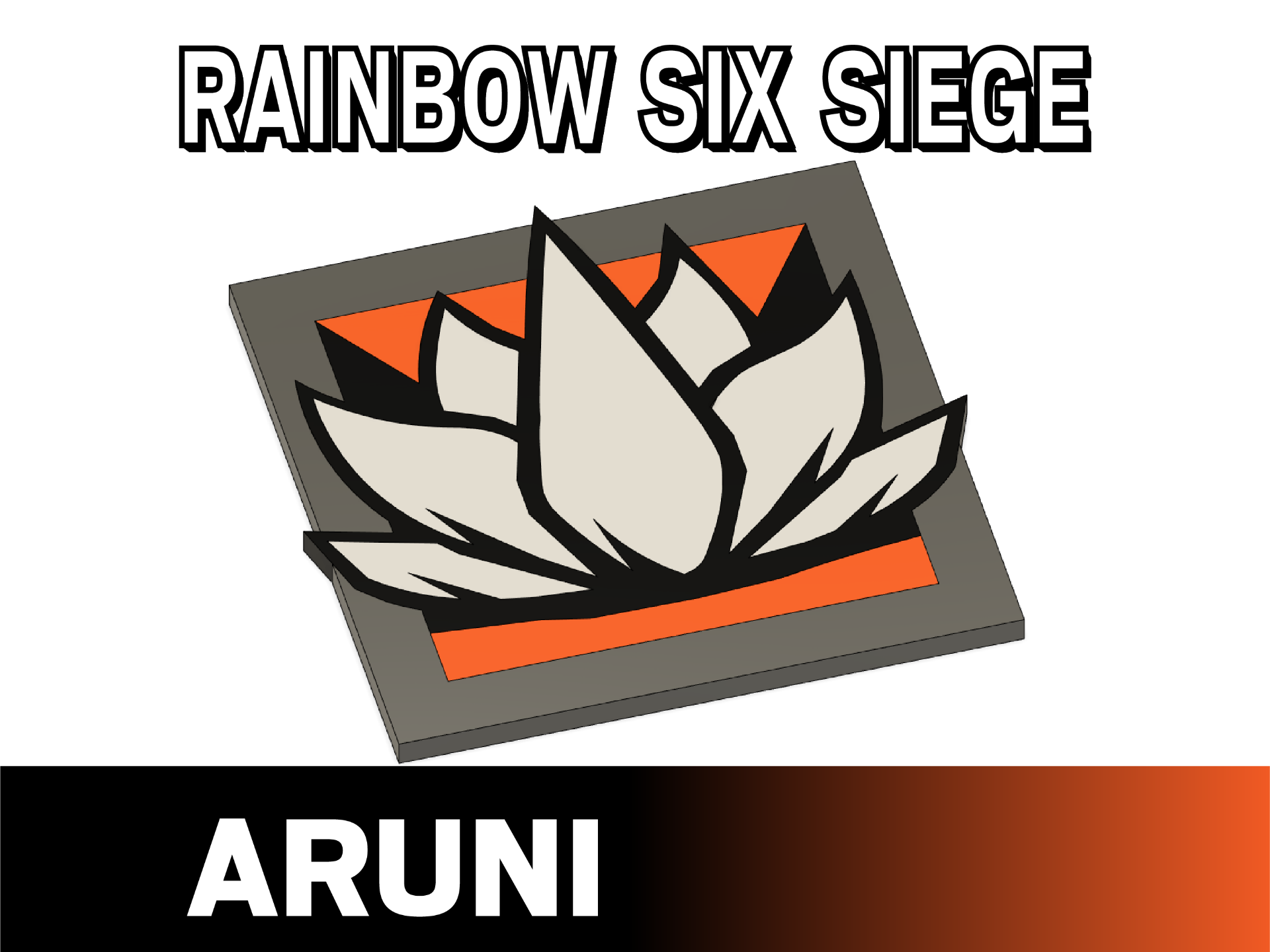 aruni - r6 logo by creativity lab household decor rainbow siege sixsiege ubisoft 3D print model - Mito3D