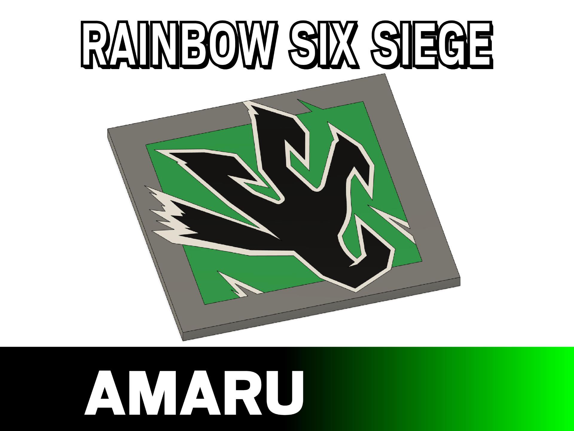 amaru r6 logo by yaratıcılık laboratuar ev halkı dekor gökkuşağı kuşatma ubisoft 3D print model - Mito3D