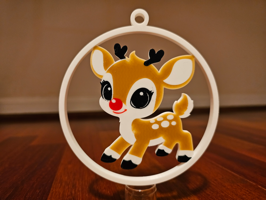 baby rudolph red-nosed reindeer christmas ornament large size 425 by mikegtp household festivities holiday tree 3d print model - Mito3D