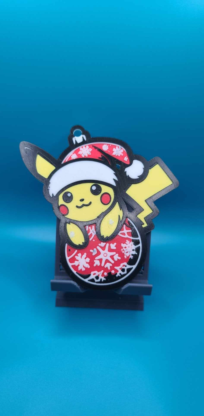 boule hivernale pikachu no 3d by zipzapprint art 2d ornement noël neige vacances pokémon neigeux balle hiver décoration impression 3D print model - Mito3D