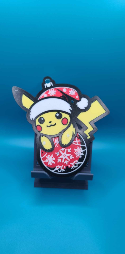 petanca invierno pikachu l 3d by zipzapprint arte 2d ornamento navidad snow fiesta pokemon nevado pelota decoración impresión 3d print model - Mito3D