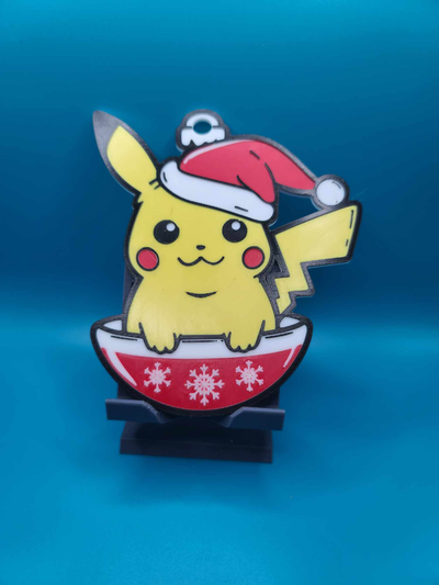 glisse de no l pikachu 3d dans sa pok ball by zipzapprint art 2d christmas ornament snow holiday pokemon snowy winter decoration printing poker-ball 3d print model - Mito3D